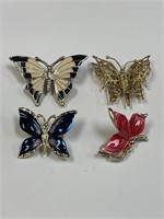 LOT OF 4 BUTTERFLY PINS