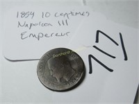 1854-D NAPOLEON III 10 CENT BENT CIR