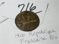 1900 REPUBLIQUE FRANCOISE 10 CENT CIRC