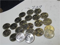 LOT OF 25 BUFFALO 5 CENT COINS 2005-D GO