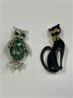 OWL & CAT FIGURAL PINS