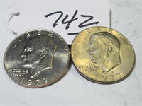 1977 & 1977-D EISENHOWER $1 COIN VERY GO