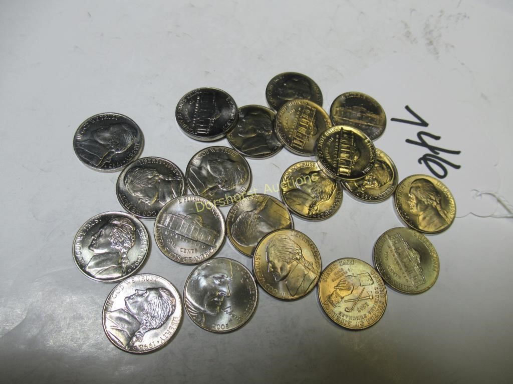 LOT OF 20 JEFFERSON 5 CENT COINS ALL VER