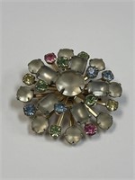 RHINESTONE & FROSTED WHITE BROOCH