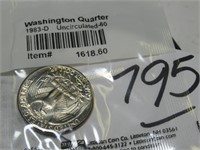 1983-D UNC 60 WASHINGTON 25 CENT COIN