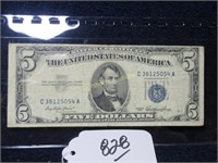 1953 SILVER CERTIFICATE $5 BILL CIRC