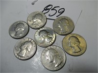 LOT OF 7 WASHINGTON CIRC COINS 1979-P 19