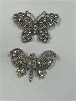 LOT OF 2 BUTTERFLY BROOCHES 1 IS SIGNED LIA