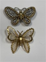 LOT OF 2 BUTTERFLY BROOCHES