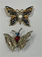 LOT OF 2 BUTTERFLY BROOCHES