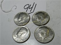 LOT OF 4 COINS JFK 50 CENT 1974-P