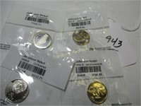 LOT OF 4 COINS 5 CENT EA 2012-S & 2009-S
