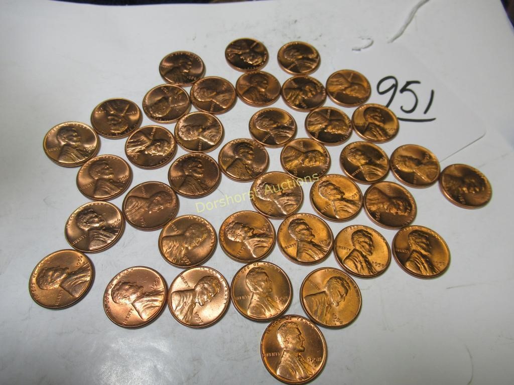 LOT OF 33 LINCOLN 1 CENT COINS GOOD & 12