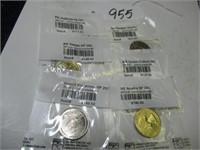 LOT OF 6 UNC 60 25 CENT COINS SEE PHOTO