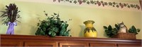 V - FAUX PLANTS, VASE & CAT IN BASKET (K143)