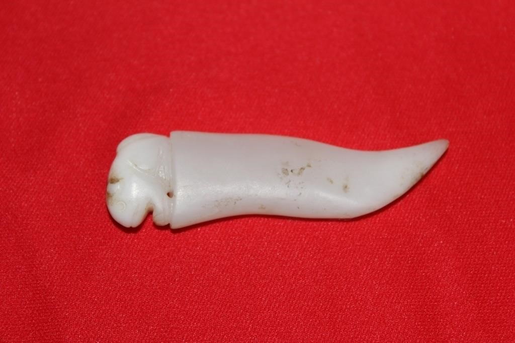 Carved White Jade Pendant in Knife Form