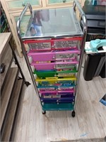 Rolling craft cart 10 drawers with contents.