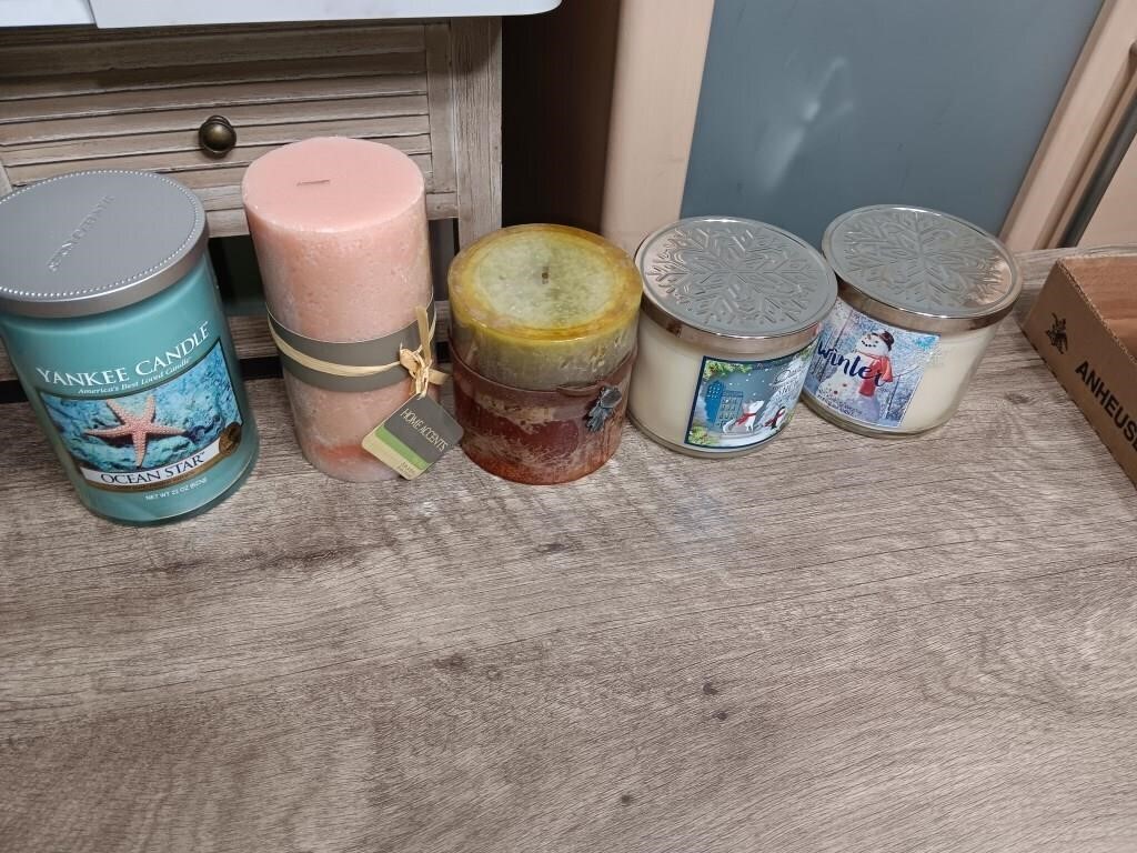 5 new candles Yankee and Bed Bath & Beyond.