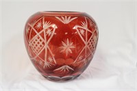 A Ruby Red Cut Glass Bowl