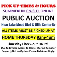 ALL ITEMS MUST BE PICKED UP FROM HOME BY THURSDAY