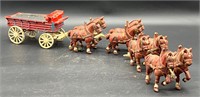 REPRO CAST IRON CLYDSDALE HORSES & WAGON