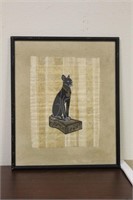 An Egyptian Papyrus Painting of a Cat