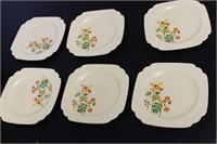 Lot or Set of Six Vintage Square Plates