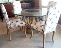 V - GLASS TOP TABLE W/ 4 CHAIRS (K1)