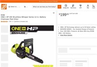 B8766  RYOBI 18V Chainsaw, 12" Brushless