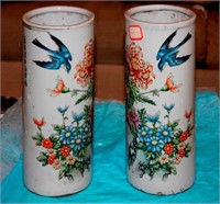 Pair of Antique Chinese Cylinder Vases