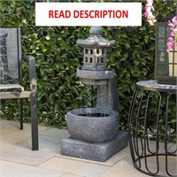 Alpine Zen Pagoda Water Fountain w/LED  31  Gray