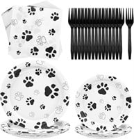 Durony Dog Paw Print Party Supplies  72 Pieces