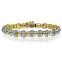 Genuine Diamond 14K Gold Pl Round Tennis Bracelet