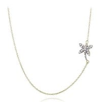 Genuine Diamond 14K Gold Pl Steling Necklace