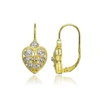 Genuine Diamond 14K Gold Pl Steling Earrings
