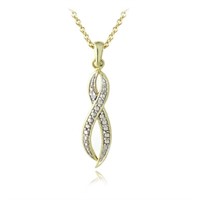 Genuine Diamond 18K Gold Pl Steling Necklace