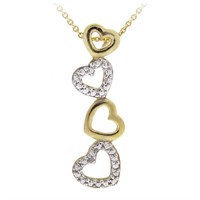 Genuine Diamond 14K Gold Pl Sterling Heart Pendant