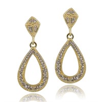 Genuine Diamond 14K Gold Pl Sterling Earrings
