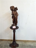 Plaster Statue and Wood Base Stand