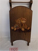 Wood Sled with Painted Teddy Bear's