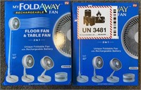 (2) Foldaway Rechargeable Fans