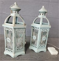 (2) Lanterns Candle Holders With Lights Inside