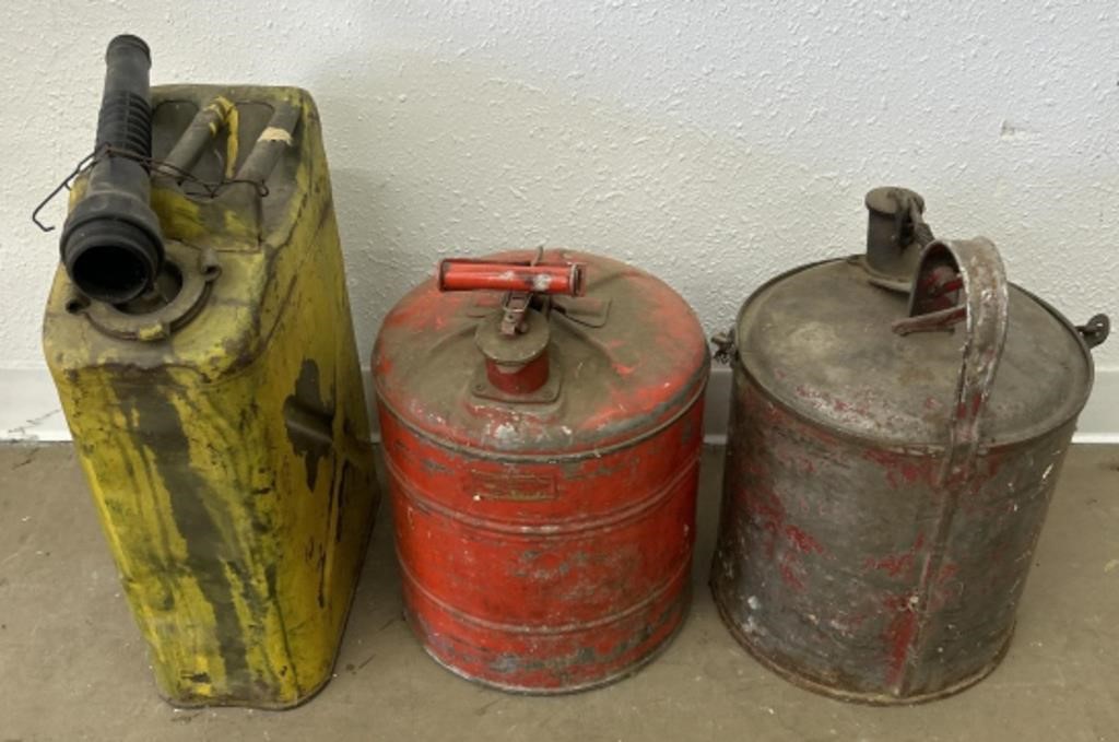 (3) Antique Metal Gas/Jerry Cans
