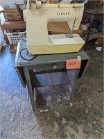 Singer Sewing Machine and Metal Cabinet