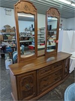 Large Wood Double Mirror Dresser