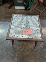 Midcentury Mini Tile Wood Table - Plant Stand
