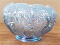 Fenton Opalescent Ice Blue Lily Valley Bowl