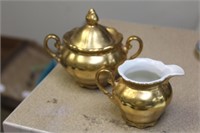 Gold Plated Ornate Cream and Sugar Container
