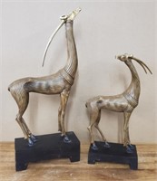 (2) Art Deco Deer Gazelle Ibex Long Horn Figurines