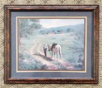 Signed Cowboy & Horse Framed Print